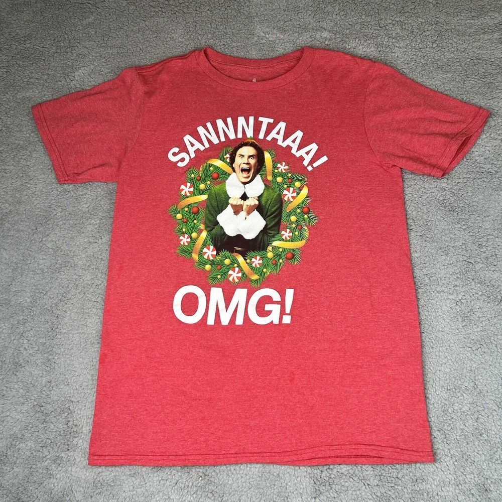 Elf Shirt Womens Extra‎ Large Red SANNNTAAA OMG! Graphic Christmas Holiday